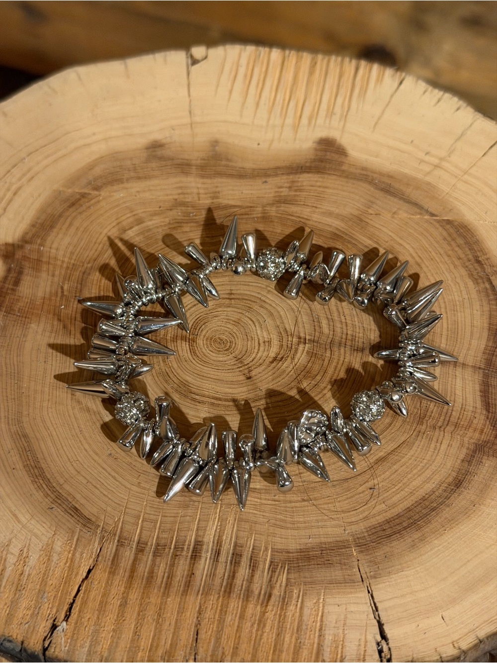 Stella & Dot Silver Renegade Cluster Spike Stretch Bracelet